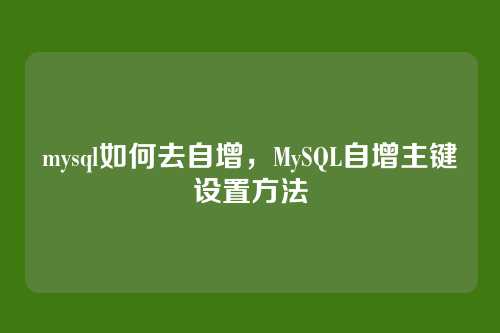 mysql如何去自增,MySQL自增主键设置方法