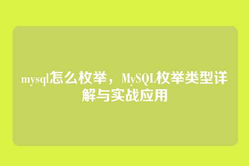 mysql怎么枚举,MySQL枚举类型详解与实战应用
