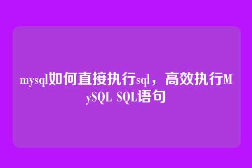 mysql如何直接执行sql,高效执行MySQL SQL语句