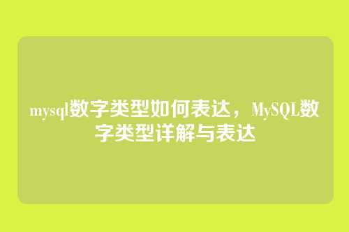 mysql数字类型如何表达,MySQL数字类型详解与表达