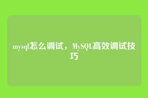 mysql怎么调试,MySQL高效调试技巧