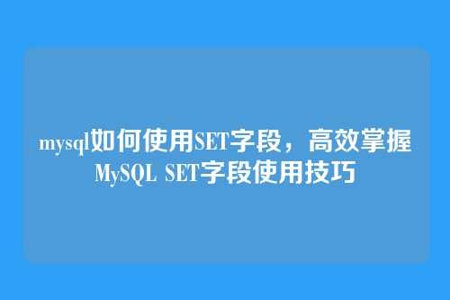 mysql如何使用SET字段,高效掌握MySQL SET字段使用技巧