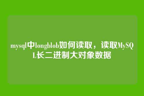 mysql中longblob如何读取,读取MySQL长二进制大对象数据