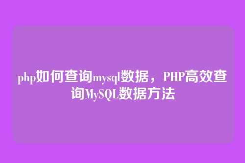 php如何查询mysql数据,PHP高效查询MySQL数据方法
