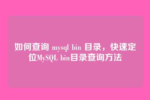 如何查询 mysql bin 目录,快速定位MySQL bin目录查询方法