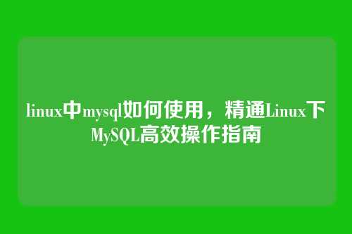 linux中mysql如何使用，精通Linux下MySQL高效操作指南