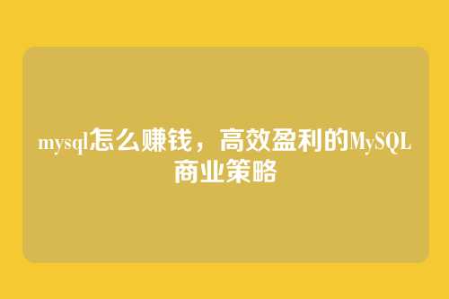 mysql怎么赚钱,高效盈利的MySQL商业策略