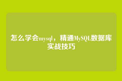怎么学会mysql,精通MySQL数据库实战技巧