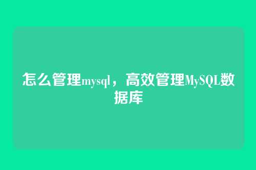 怎么管理mysql,高效管理MySQL数据库