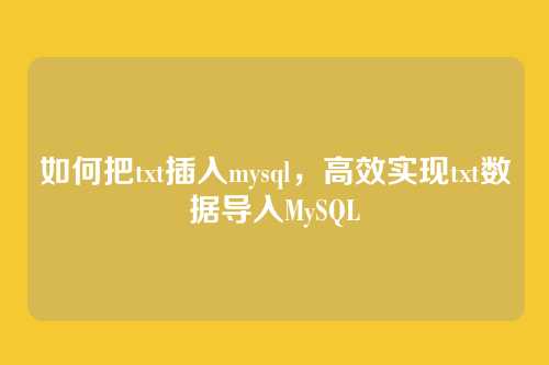 如何把txt插入mysql,高效实现txt数据导入MySQL