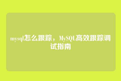 mysql怎么跟踪,MySQL高效跟踪调试指南