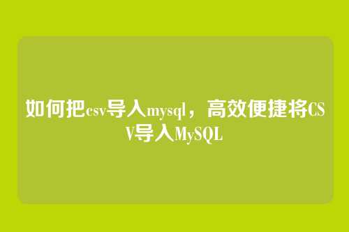 如何把csv导入mysql,高效便捷将CSV导入MySQL