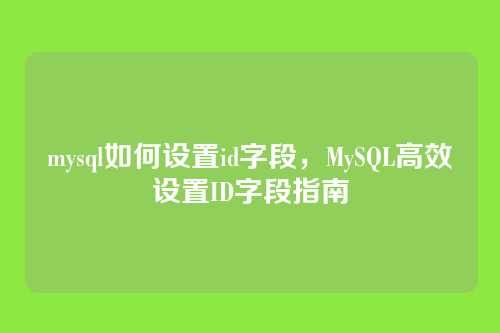 mysql如何设置id字段，MySQL高效设置ID字段指南