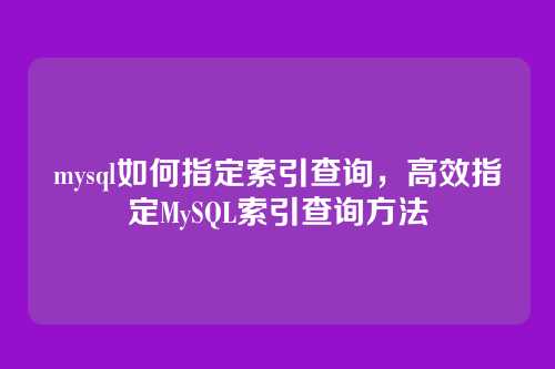 mysql如何指定索引查询，高效指定MySQL索引查询方法