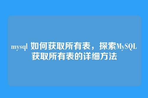 mysql 如何获取所有表,探索MySQL获取所有表的详细方法