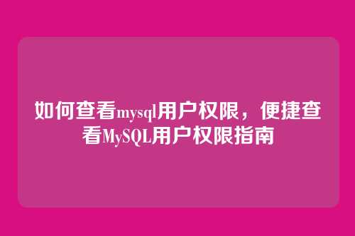 如何查看mysql用户权限,便捷查看MySQL用户权限指南