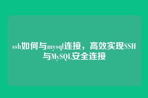 ssh如何与mysql连接,高效实现SSH与MySQL安全连接