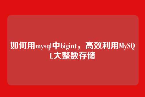 如何用mysql中bigint,高效利用MySQL大整数存储