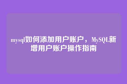 mysql如何添加用户账户,MySQL新增用户账户操作指南