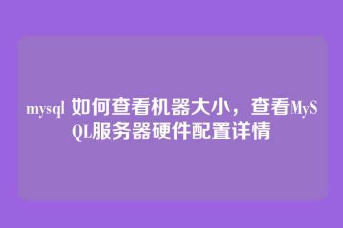 mysql 如何查看机器大小,查看MySQL服务器硬件配置详情