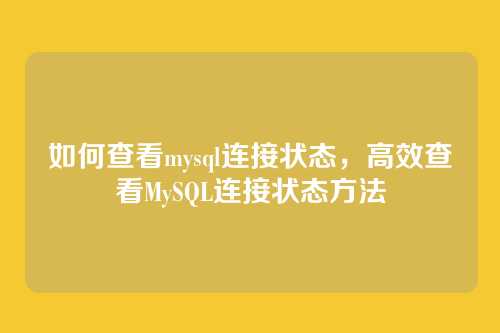 如何查看mysql连接状态,高效查看MySQL连接状态方法