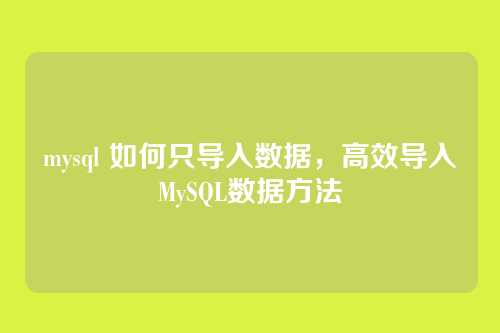 mysql 如何只导入数据,高效导入MySQL数据方法