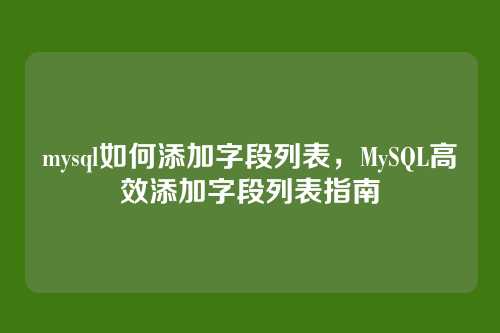 mysql如何添加字段列表,MySQL高效添加字段列表指南