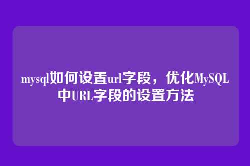mysql如何设置url字段,优化MySQL中URL字段的设置方法
