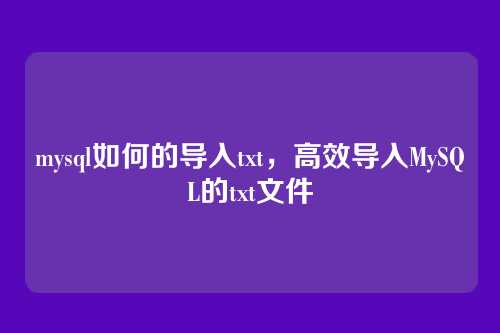mysql如何的导入txt,高效导入MySQL的txt文件