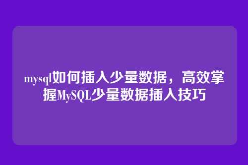mysql如何插入少量数据，高效掌握MySQL少量数据插入技巧