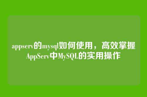appserv的mysql如何使用，高效掌握AppServ中MySQL的实用操作