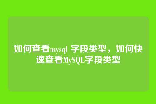 如何查看mysql 字段类型,如何快速查看MySQL字段类型