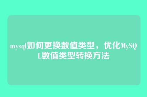 mysql如何更换数值类型，优化MySQL数值类型转换方法