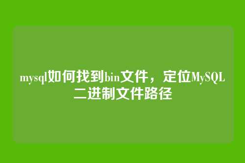 mysql如何找到bin文件,定位MySQL二进制文件路径