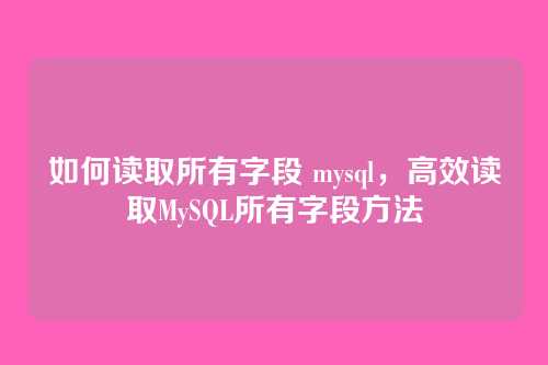 如何读取所有字段 mysql,高效读取MySQL所有字段方法