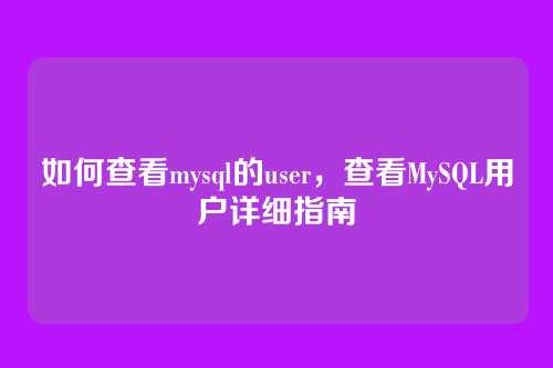 如何查看mysql的user，查看MySQL用户详细指南