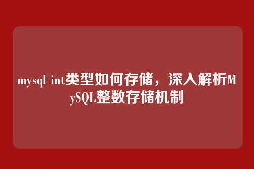 mysql int类型如何存储,深入解析MySQL整数存储机制