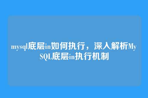 mysql底层in如何执行,深入解析MySQL底层in执行机制