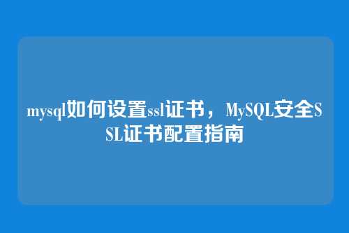 mysql如何设置ssl证书，MySQL安全SSL证书配置指南