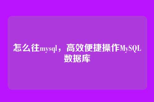 怎么往mysql，高效便捷操作MySQL数据库