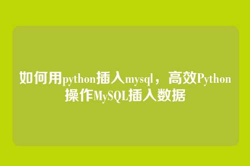 如何用python插入mysql,高效Python操作MySQL插入数据