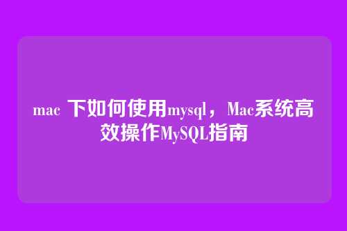 mac 下如何使用mysql,Mac系统高效操作MySQL指南