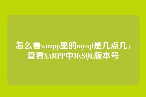 怎么看xampp里的mysql是几点几,查看XAMPP中MySQL版本号