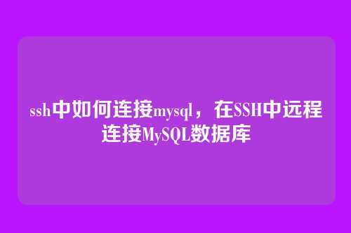 ssh中如何连接mysql,在SSH中远程连接MySQL数据库