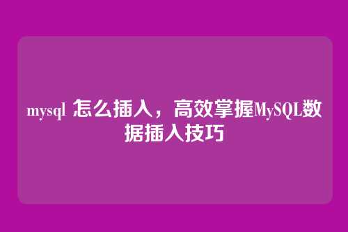 mysql 怎么插入,高效掌握MySQL数据插入技巧