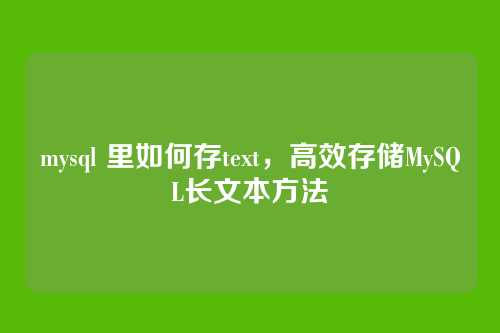 mysql 里如何存text,高效存储MySQL长文本方法