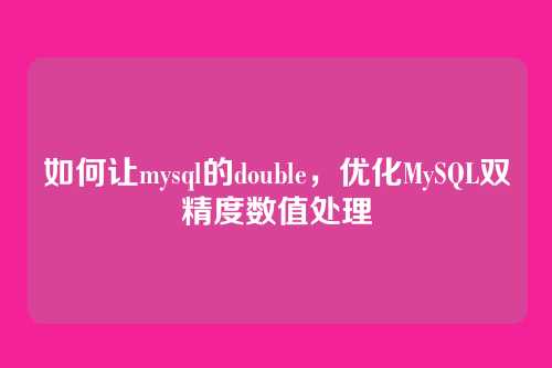 如何让mysql的double,优化MySQL双精度数值处理