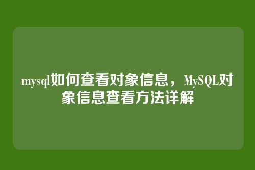 mysql如何查看对象信息,MySQL对象信息查看方法详解