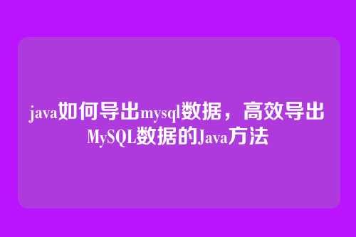 java如何导出mysql数据,高效导出MySQL数据的Java方法