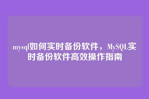 mysql如何实时备份软件，MySQL实时备份软件高效操作指南